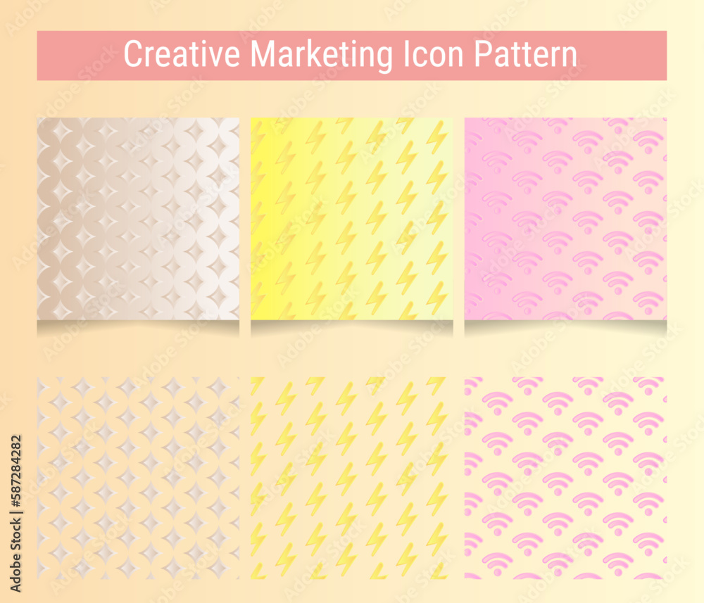 Vibrant gradient digital business pattern set, pink color background, simple geometric shapes