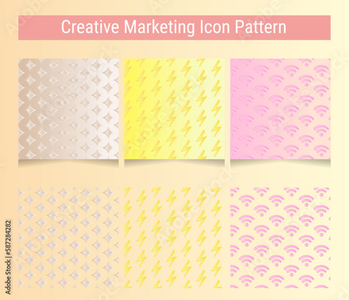 Vibrant gradient digital business pattern set, pink color background, simple geometric shapes