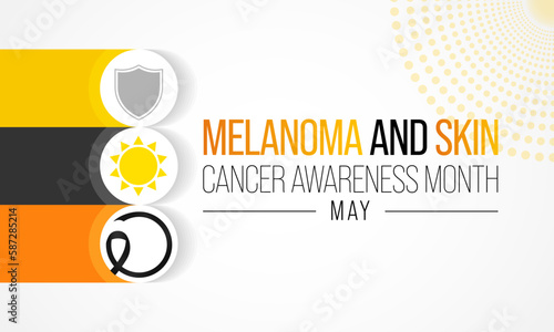 Melanoma and skin cancer awareness month observed each year in May, Exposure to ultraviolet (UV) rays causes most cases of melanoma, the deadliest kind of skin cancer. Vector illustration.