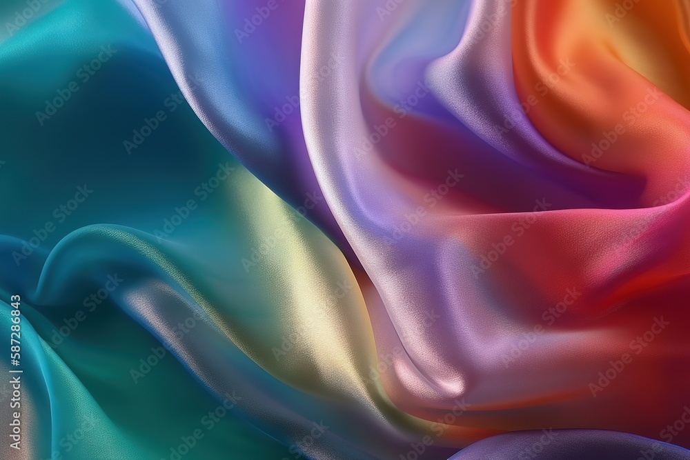 Obraz premium Smooth colorful silk texture background illustration with Generative AI