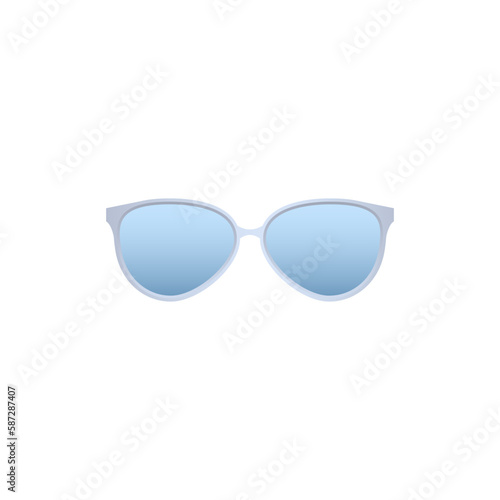 Blue modern sunglasses. Fashionable accessory to protect eyes from sun with stylish lenses and plastic vector frames.