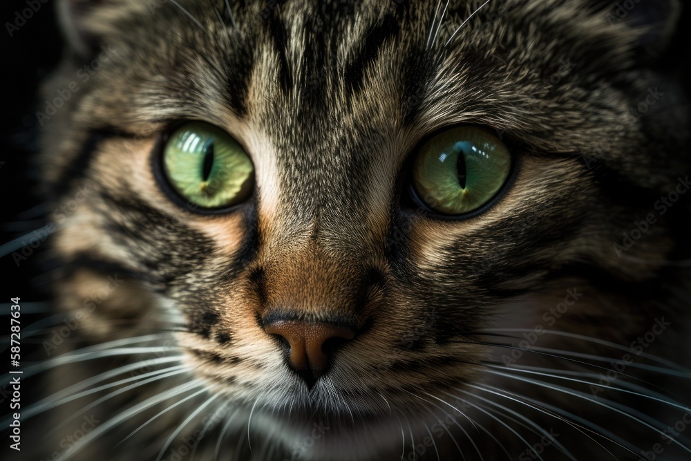 A close up of a kitten's eyes. Macro. Generative AI