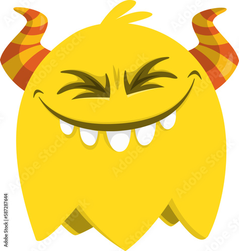 Funny cartoon monster character. Illustration of happy alien creature. Halloween design. Vector isolated