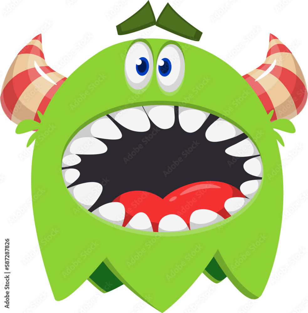 Obraz premium Funny cartoon monster character. Illustration of happy alien creature. Halloween design. Vector isolated