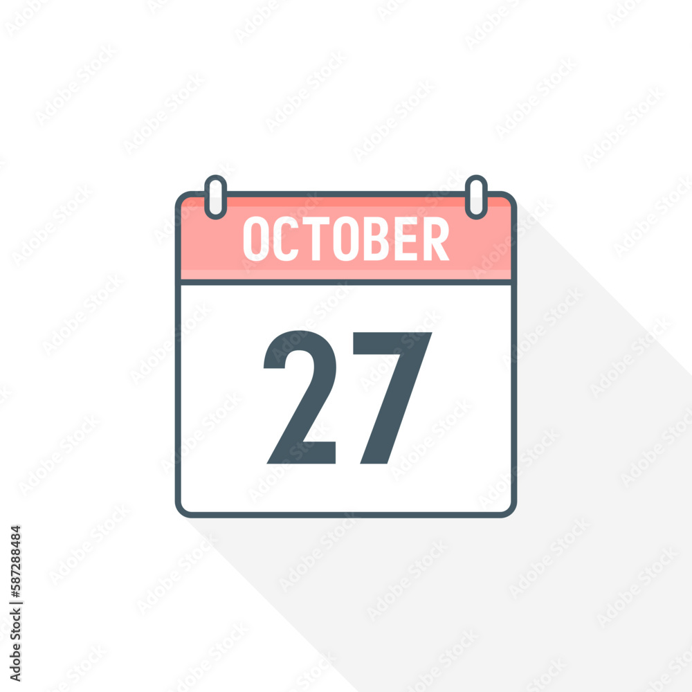 27th October calendar icon. October 27 calendar Date Month icon vector illustrator 27th October calendar icon. October 27 calendar Date Month icon vector illustrator