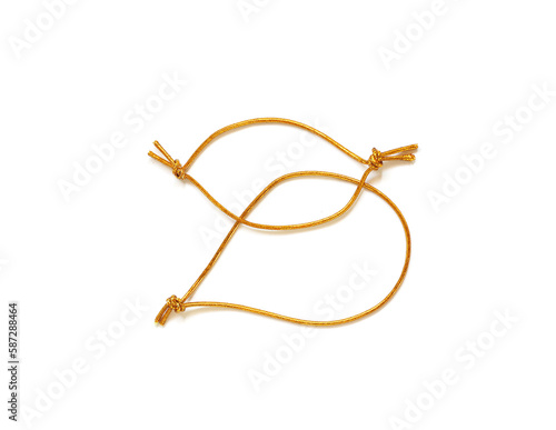 Golden noose rope isolated on white background