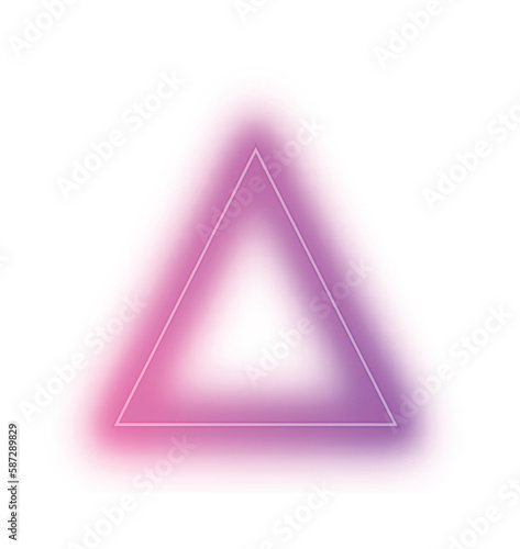 Triangle neon frame template. Purple laser light over blank geometric shape with bright glow colorful futuristic simple vector design