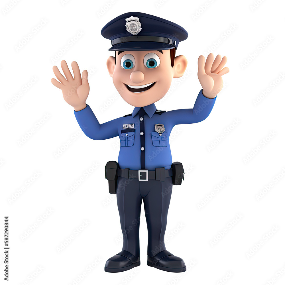 funny cartoon policeman, 3d render, cartoon male character with police dress, generative ai funny cartoon policeman, 3d render, cartoon male character with police dress, generative ai