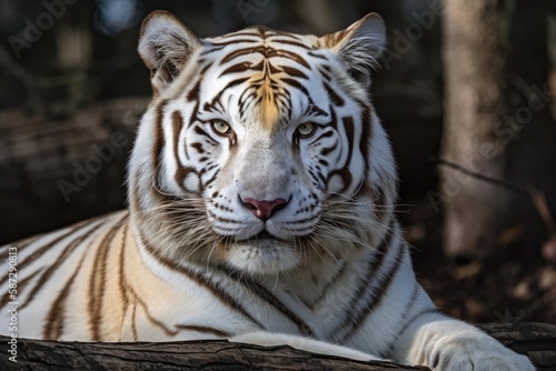 Yellow and white tigers appear defiant. Generative AI