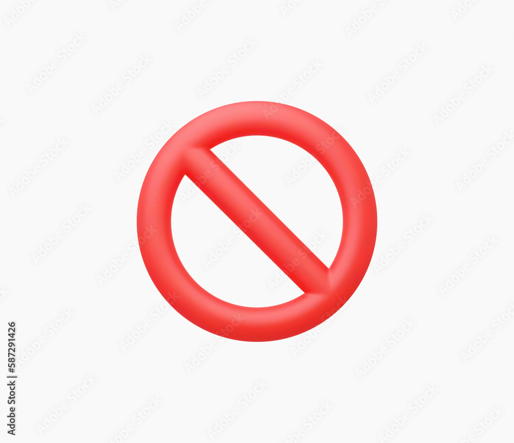 3d Realistic Red prohibited sign vector illustration. 3d Realistic Red prohibited sign vector illustration.