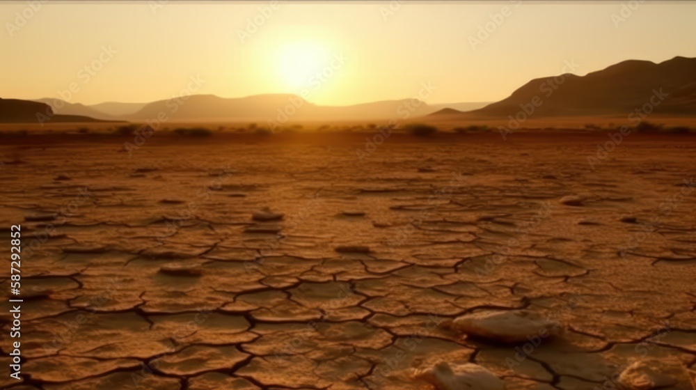 Cracked soil due to drought and lack of rain. Dry brittle earth in a