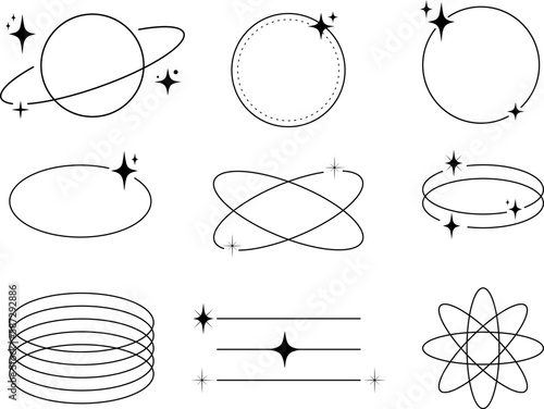 Modern Minimalist Aesthetic linear frames, arcs, stars and elements