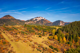 Autumn landscape of the Pieniny Mountains with the Three Crowns peak. Poland
