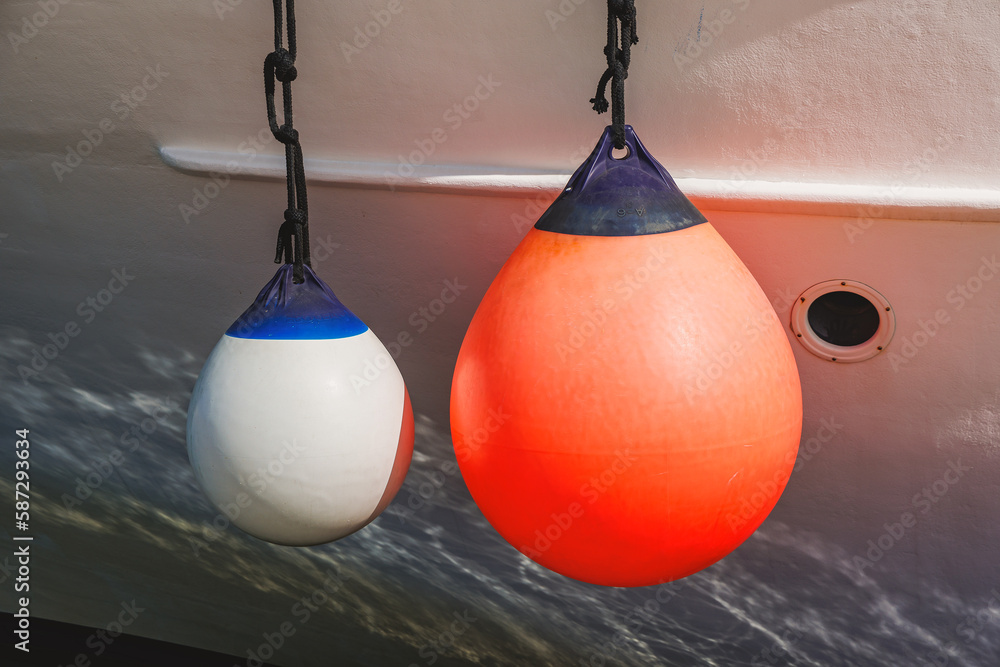 Boat buoys in harbor in Latchi commune, part of Polis city in Cyprus island country