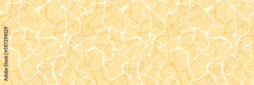 Water ripple sandy beach bottom textured seamless pattern design. Sunlight reflection top view lake, river, ocean, and sea on a sandy floor background © LilaloveDesign