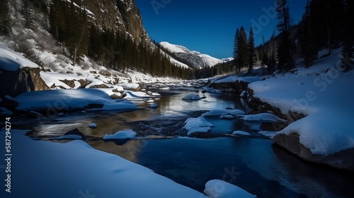 snow covered mountains in winter