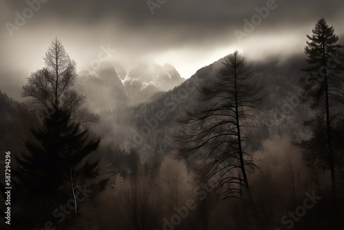 misty morning in the mountains