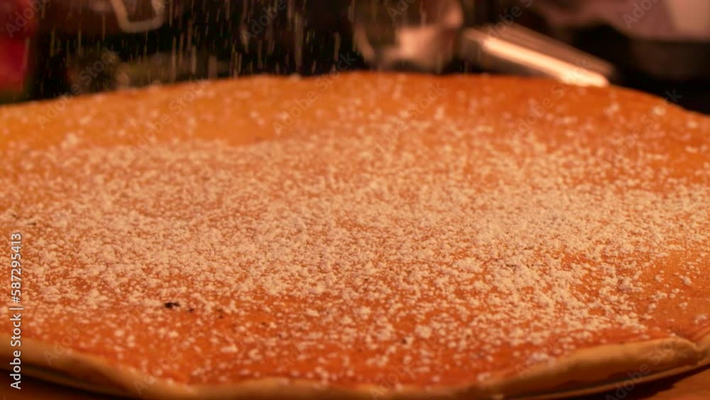 Slow Motion Lockdown Shot Of Icing Sugar Falling On Cooked Pancake At Restaurant - Los Angeles, California Slow Motion Lockdown Shot Of Icing Sugar Falling On Cooked Pancake At Restaurant - Los Angeles, California