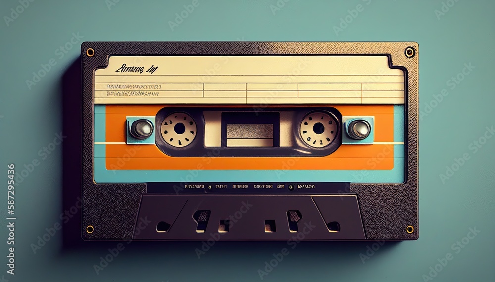 Fototapeta premium Retro Cassette Tape Closeup, Generative AI