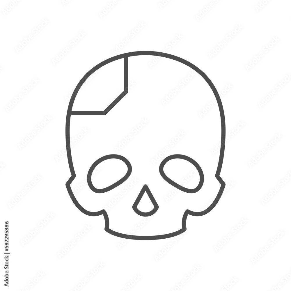 Skull prosthesis line outline icon Skull prosthesis line outline icon