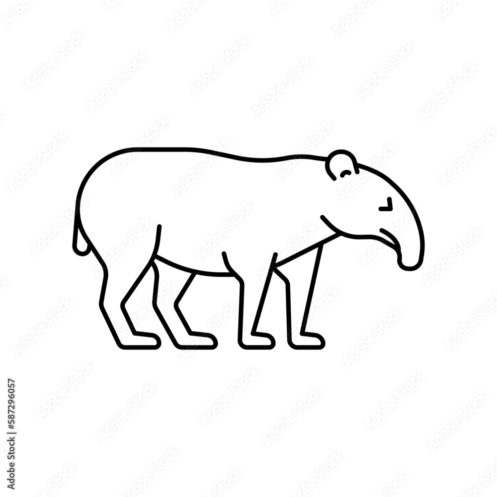 Tapir icon. High quality black vector illustration. Tapir icon. High quality black vector illustration.