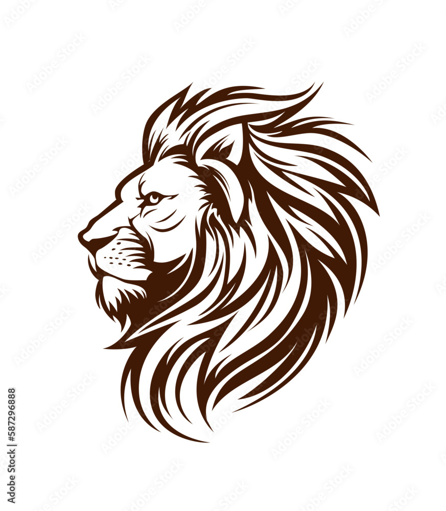 black lion head illustration