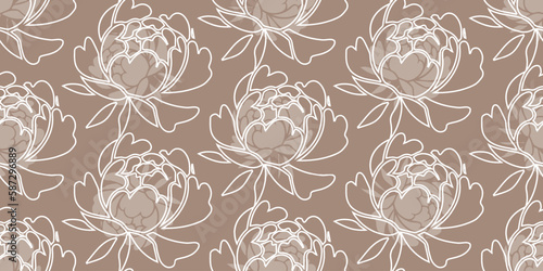 Wallpaper Mural Seamless vector pattern peonies. Perfect for textiles and fabric printing. Torontodigital.ca