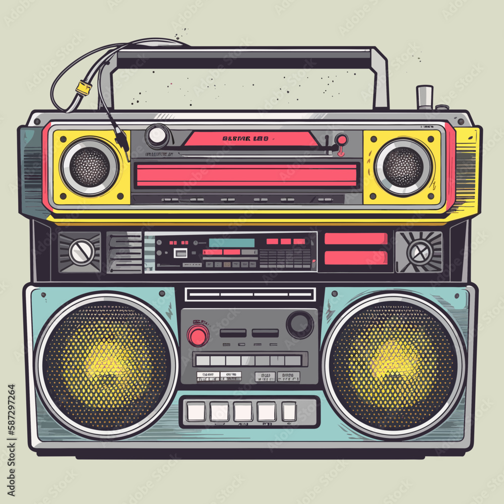 retro boombox ghettoblaster, vector SVG Stock Vector | Adobe Stock