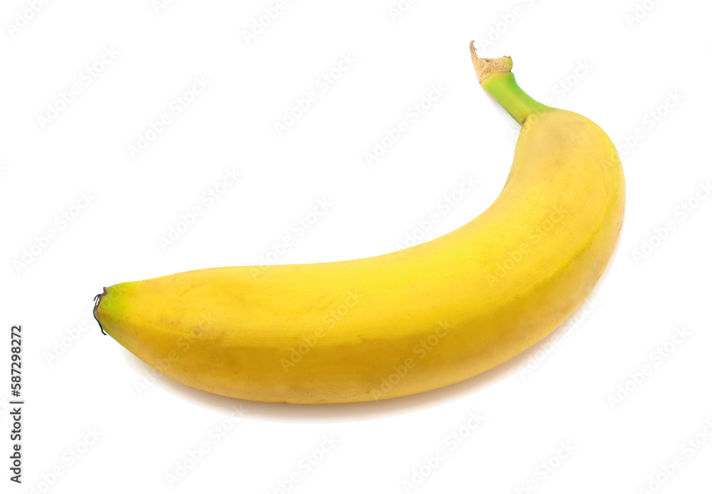 Close-up of one banana lying isolated on white background Close-up of one banana lying isolated on white background