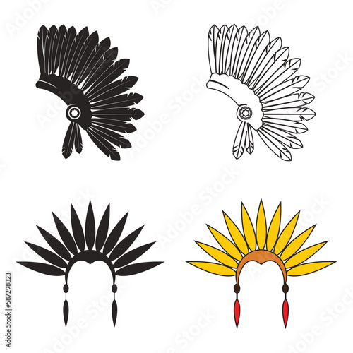 american indian tribal war hat icon