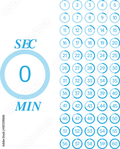 1 Minutes timers Clocks, Timer 1 mins icon, countdown icon. Time measure. Chronometer vector icon isolated on white background
