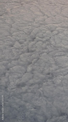 The layer of clouds from airplane window