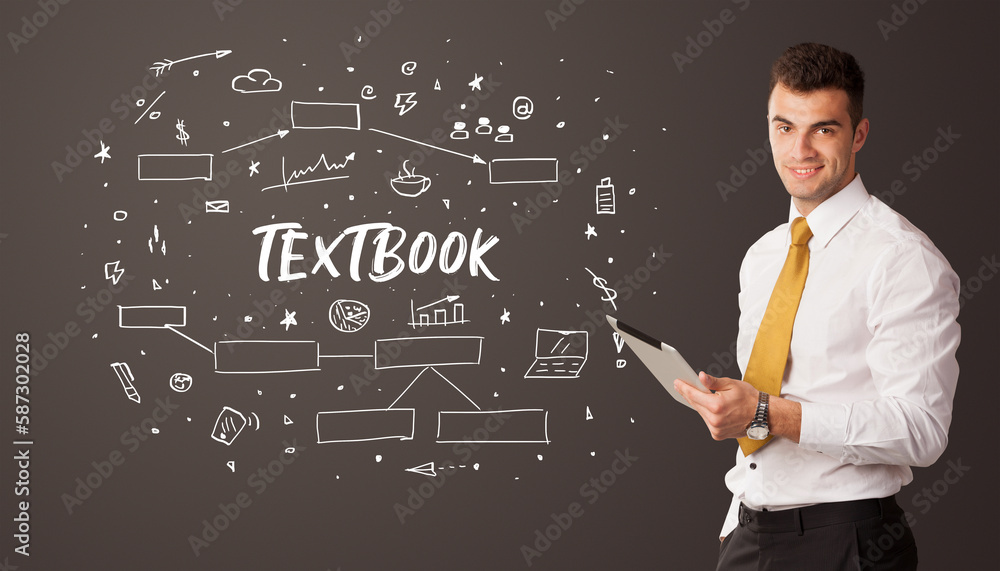 Businessman thinking with educational inscription Businessman thinking with educational inscription