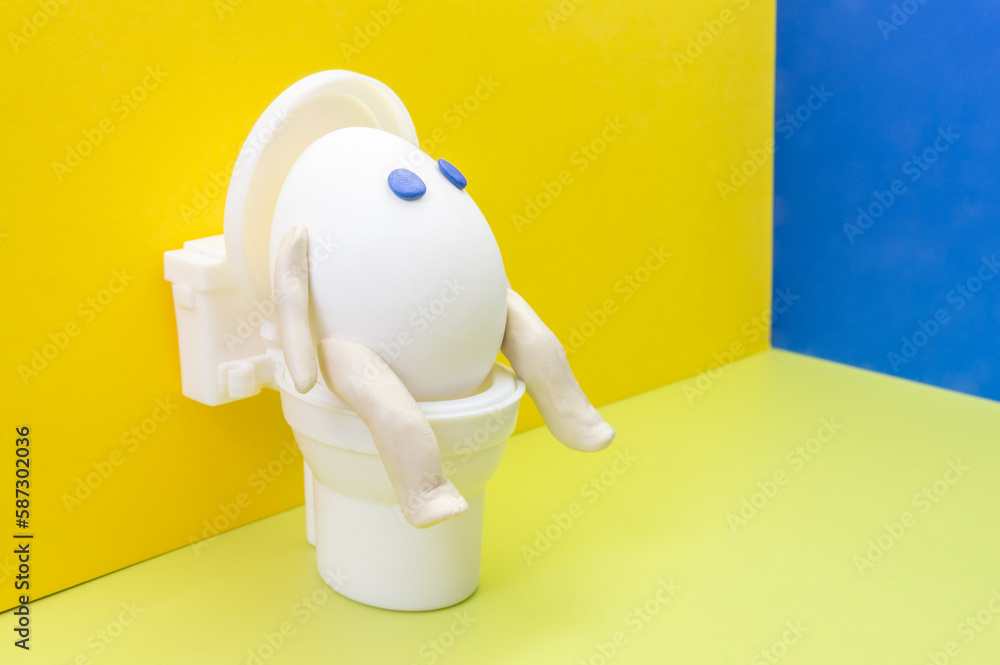 The concept of child to the toilet for adults. the child's character is