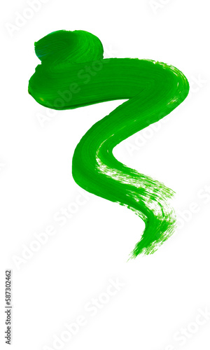 Green brushstrokes. Hand painted items. No background.