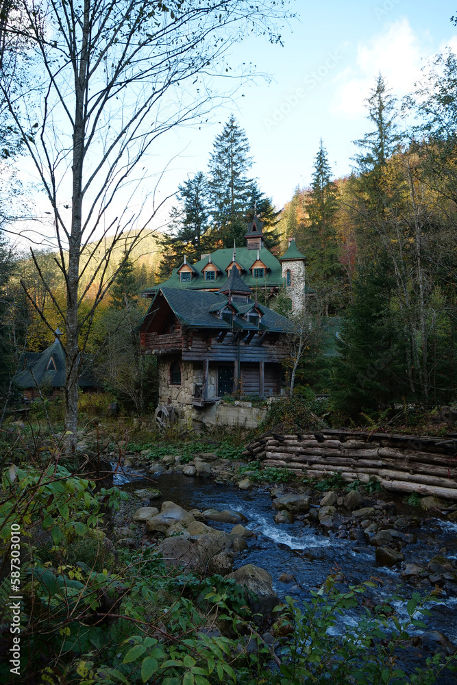 Old architecture in Carpathian mountains, western Ukraine Old architecture in Carpathian mountains, western Ukraine