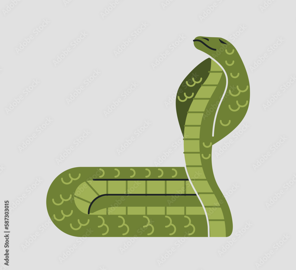 Egyptian snake concept. Sacred animal and lizard. Danger and predator