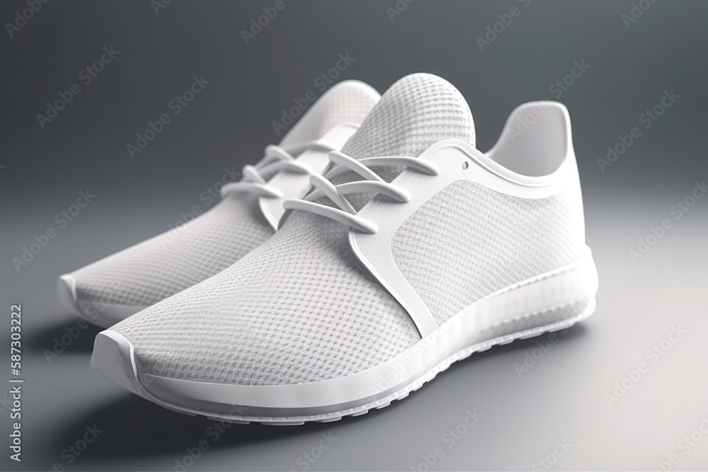 Blank white sport shoes for mockup illustration with Generative AI Blank white sport shoes for mockup illustration with Generative AI