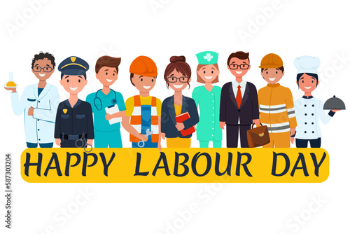 Professional workers, International Labor Day. Set of characters, people from different professions. Happy Labor Day holiday. Illustration for posters, leaflets and greeting cards 
