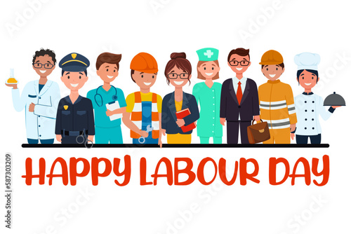 Professional workers, International Labor Day. Set of characters, people from different professions. Happy Labor Day holiday. Illustration for posters, leaflets and greeting cards 