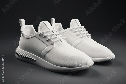 Blank white sport shoes for mockup illustration with Generative AI