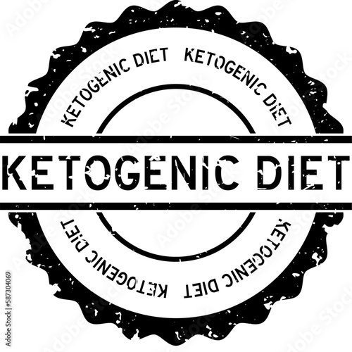 Grunge black ketogenic diet word round rubber seal stamp on white background