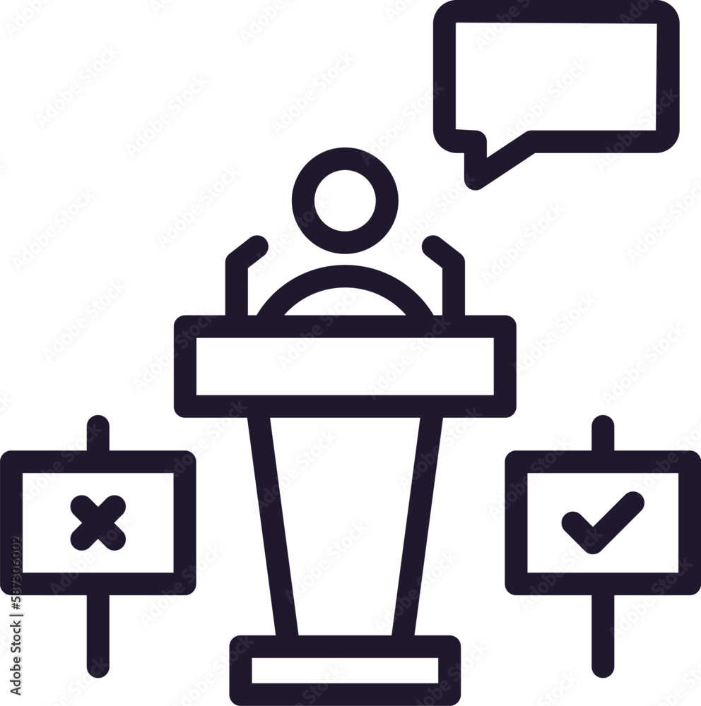 Single line icon of election on isolated white background. High quality editable stroke for mobile apps, web design, websites, online shops etc.