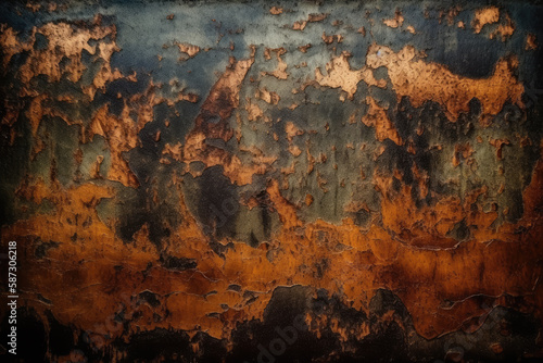 Old grunge copper bronze rusty texture dark black background effect