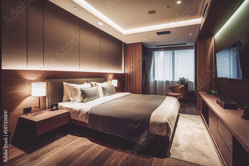 modern hotel room. Generative ai © VisualProduction