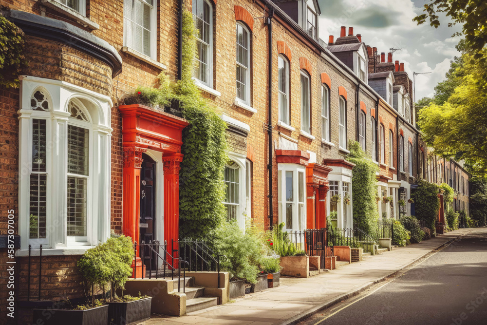 typical english house in a city. Generative ai typical english house in a city. Generative ai