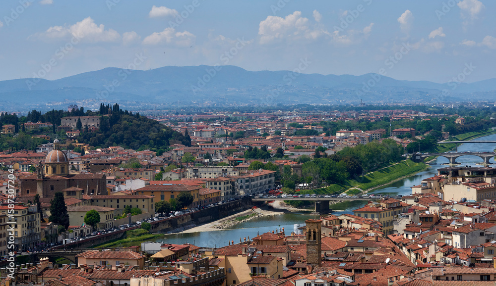 Aerial view on the historical center of Florence, Italy