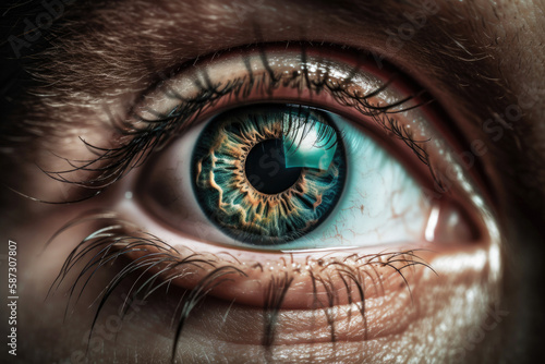 Close up detail beautiful eye macro photography. Generative ai
