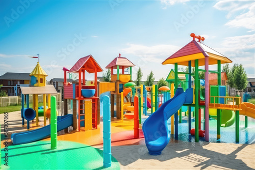 Wallpaper Mural Water park in hotel resort. Summer, sunny day. Generative ai Torontodigital.ca