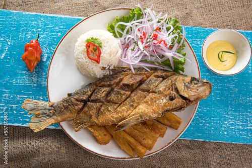 Merino food, ceviche, arroz con mariscos fried fish, chilcano, causa de pescado, traditional peruvian food